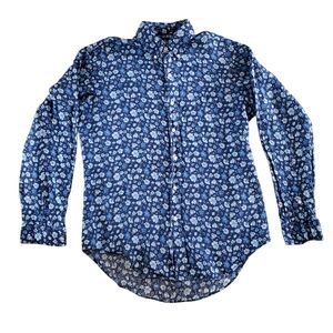 Ralph Lauren men's luxury linen floral button-down shirt.Size Medium